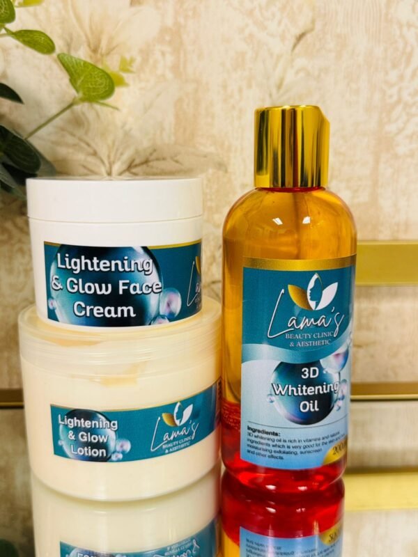 BRIGHTENING HAND LOTION, CREAM AND 3D WHITENING OIL