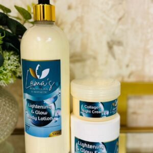 LIGHTENING & GLOW BODY LOTION, COLLAGEN NIGHT AND  LIGHTENING & GLOW FACE CREAM